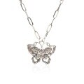 wholesale 999 Silver Maker Original Filigree Inlaid Diamond Butterfly Necklace, Fashionable and Versatile Light Luxury Niche Collarbone Accessory-0-4