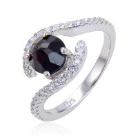 wholesale S925 Sterling Silver Personality Niche Sun God's Eye Natural Garnet Ring with Emerald Gemstone for Men and Women-Fancy Blue Plated Crystal Ring US Size 6
