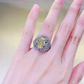 wholesale S925 Silver New 8*12mm Egg-Shaped Yellow Diamond Ice-Cut High-Carbon Diamond Ring, Small Batch Design-0-3