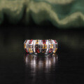 wholesale S925 Sterling Silver Exotic Natural Garnet Crystal Ring with Colored Gemstones, ExaggeratedStyle Ring-0-1