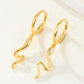 wholesale S925 Sterling Silver Small Animal Snake Hoop Earrings, Unique and Minimalist Style with Small Diamond Accents, Snake Ear Studs-0-1