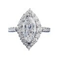 wholesale Metal material first: 6*12 Marquise White Diamond Ice Flower Cut Engagement Ring for Women,Ins,-0-4