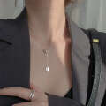 wholesale S925 silver small silver bean necklace for women, lucky bean pendant with tassel, Y-shaped D8389-0-0