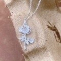 wholesale Silver S999 Maker Rose Pendant Necklace, Fashionable and Luxurious, Exquisite Women's Minimalist Small and Chic High-End Collarbone Chain-0-2