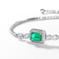 wholesale S925 Sterling Silver with Diamond European and American New Light Luxury Vintage Cultivated Emerald Bracelet, Cross-Border Exclusive-0-3
