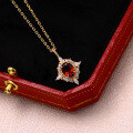 wholesale S925 silver jewelry set with a retro and light luxury cross star garnet pendant necklace and earrings-0-3