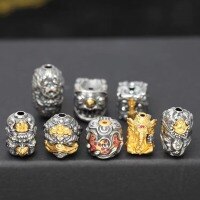 wholesale Gold-Plated S925 Ancient Silver Gilded Fire Bodhi Gold-Swallowing Beast Vajra Elephant God Garuda Lucky Bead DIY Bracelet Accessories-Style 7 (Dragon God)