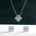wholesale 25*4 Waterdrop 02ct Four-Leaf Clover Pendant Necklace with Full Diamond Accents, Dainty and Fresh Style for Women, Metal Material-0-2