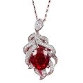 wholesale Metal Material: 925 Sterling Silver Stunning New Jewelry Design: 10*12mm Oval Cut Pigeon Blood Red Zircon Pendant Necklace for Women, Classic and Minimalist Fashion Style-0-4