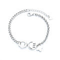 wholesale S925 Sterling Silver Korean Japanese Trendy Cute Hollow Flower Patchwork "Yes" Smiley Bead Bracelet for Women-0-4