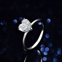 S925 Silver Heart-Shaped Moissanite Ring, 2ct Heavy Craft Factory Live-2 carats (set with imitation diamonds)  14 yards