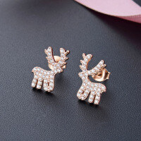 wholesale S925 Sterling Silver Zircon Deer Earrings, Minimalist Women's Stud Earrings Wholesale from Source Factory-Earrings [with plastic earplugs]  925 silver