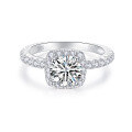 wholesale Sterling Silver Moissanite Women's Ring 3 Carat D Color Luxury Wedding Ring Square Halo Engagement Wedding Band-0-0