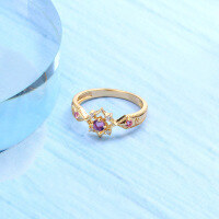 wholesale S925 Sterling Silver Ice Snow Princess Anna Amethyst Ring for Women, Fashionable Rhombus Versatile Hand Jewelry, All-Match Style-Amethyst Ring Size 10