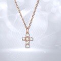 wholesale 18k Gold Cultivated Diamond Cross Pendant Necklace, European and American Style Lucky Collection Rose Gold K Gold Necklace-0-1
