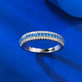 wholesale S925 Silver New Jewelry Women's Paraiba Row Diamond Ring, Daily Light Luxury Versatile Band-0-3