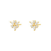 wholesale S925 Sterling Silver Zircon Star Earrings, Minimalist Ear Hoops for Women-E4414-Gold 925 Silver