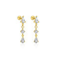 wholesale S925 Sterling Silver Irregular Zircon Star Earrings, Round Small Niche Design。-0-23