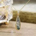 wholesale S925 Gold-Plated Silver with Natural Moss Agate Light Luxury New Chinese Style Waterdrop Pendant Fashion Personalized Necklace-0-0