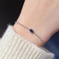 wholesale S925 Sterling Silver Red Elk All-Over Blue Sapphire Marquise Stone Ins-Style Bracelet, Personalized and Delicate, Chic and Fashionable for Daily Women's Wear-0-1