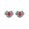 wholesale S925 Sterling Silver Vintage Antique Style Amethyst Ruyi Pattern Inlaid with Southern Red Agate Classical Literary Earrings for Women-0-4