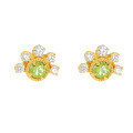 wholesale S925 silver plated with 14K gold peridot earrings, Duli Jewelry's new collection,-0-5