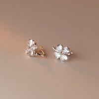 wholesale S925 silver ear clips for women, daily small fresh Korean-style diamond-inlaid flower non-piercing earrings, jewelry E5899-S925 Silver Ear Clip>925 Silver