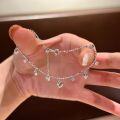 wholesale 925 Sterling Silver Lively Heart Tassel Diamond-Inlaid Bracelet, Fairy-like Fresh Sweet Versatile Fashion Luxury High-End Hand Accessory-0-5