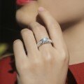 925 Sterling Silver Moissanite Arch Micro-Set Magpie Bridge Ring, Four-Prong Bullhead Design-0-1