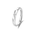 wholesale S925 Sterling Silver Heartbeat Signal Couple Ring, Women's Small and Advanced Luxury Minimalist Open Adjustable Ring-0-6