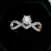 S925 Silver Asymmetric Moissanite Ring for Women Wholesale-50-point Moissanite - 5 yards