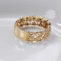 wholesale S925 sterling silver full-body women's ring, ins-style tulle hollow-out diamond-shaped band ring, niche luxury with a high-end feel-BZ0117-Gold>US Size 8