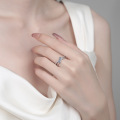 S925 Silver Full Moissanite Double-Line Women's Ring, Daily Wear Gift-0-2