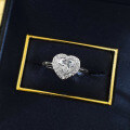 wholesale S925 Silver 6*6mm Heart-Shaped White Diamond Ring for Women,Ins-0-2