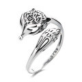 wholesale S925 sterling silver retro antique matte finish small and delicate cute hollowed-out animal three-dimensional fox ring-0-4