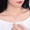 wholesale S925 Sterling Silver Mabe Pearl and Diamond Inlaid Star and Moon Necklace, Fashionable Minimalist Niche Design Collarbone Chain, Gift for Best Friend-0-3