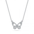 S925 Sterling Silver Moissanite Butterfly Pendant Necklace-0-4