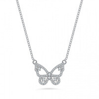 S925 Sterling Silver Moissanite Butterfly Pendant Necklace-(Set with moissanite)  925 silver