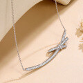 wholesale 925 Silver Plated 18K Gold Fashion Smile Bow Necklace for Women, Full of Moissanite, Light Luxury Small Chanel Style Collarbone Chain-0-1
