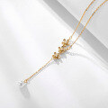 wholesale Gold-plated S925 Sterling Silver Tassel Pearl Necklace for Women, Minimalist Luxury Design, High-End Sense Elegant Collarbone Chain-0-5