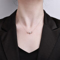 Sterling Silver Moissanite Bow Drop Necklace, 2023 New Women's Light Luxury Collarbone Chain-0-1