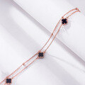 wholesale S925 Sterling Silver Rose Gold Four-Leaf Clover Anklet for Women, Light Luxury Style Anklet Accessory Wholesale-0-3