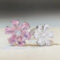 wholesale S925 Sterling Silver Pink Flower Prong Setting Adjustable Zircon Ring Row Diamond Ring Pink Diamond Ring Wholesale-0-3