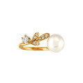 wholesale S925 silver plated with 14K gold French vintage-inspired minimalist luxury pearl open ring-0-0