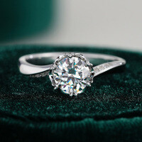 S925 Sterling Silver Moissanite Snowflake Six-Prong Crown Ring-carat (simulated diamond)  Adjustable opening