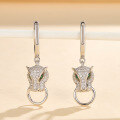wholesale S925 Sterling Silver Inlaid Zircon Leopard Earrings, Fashionable, Luxurious, Vintage, High-End-0-1