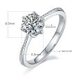wholesale S925 Sterling Silver Plated Bud Moissanite Ring D Color with Certificate 1 Carat Moissanite Engagement Ring Cross-Border Hot Sale-0-5