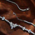 wholesale S925 Silver ShiPei Jewelry New 4*8mm White Marquise 05 Carat Collarbone Necklace 43+3cm-0-2