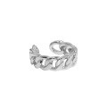 wholesale S925 Sterling Silver Korean Version INS Niche Design Sense Minimalist Versatile Twist Chain Textured Open Adjustable Ring for Women-0-4