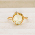 wholesale S925 silver plated with 14k gold Japanese style 23 spring cute 3D cat lemon crystal ring-0-1